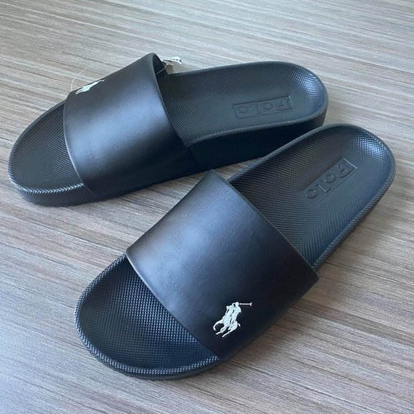 Polo by Ralph Lauren Shoes | Polo Ralph Lauren Cayson Pony Pool Slide Men's | Color: Black/White | Size: 10 | Sunnyarizona888's Closet